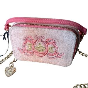 JUICY COUTURE New Pink Diamond Lemonade Lovers Club Mini Camera Bag Chain Strap